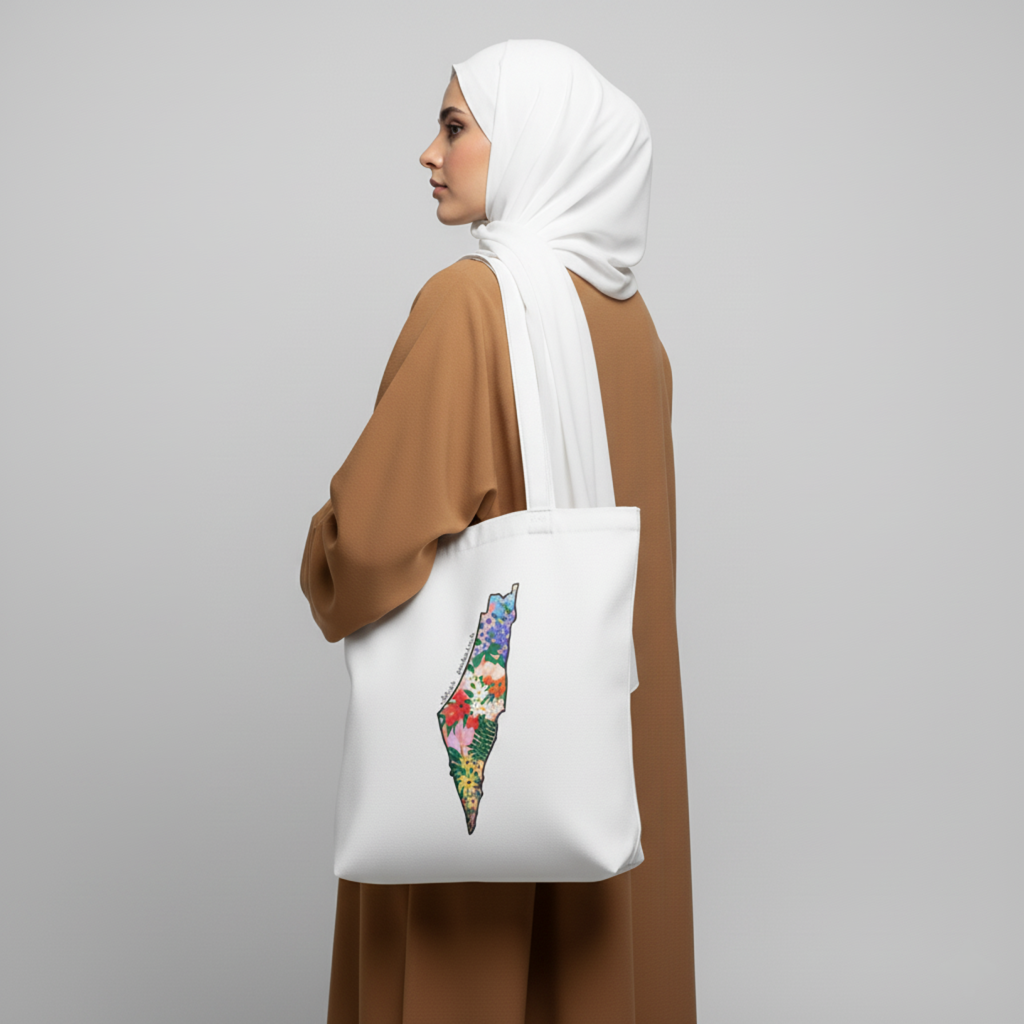 Floral Palestine Tote Bag